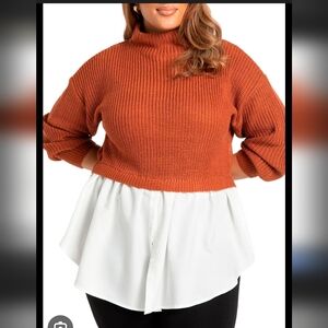ELOQUII Women's Plus Size Twofer Skirted Sweater 18/20